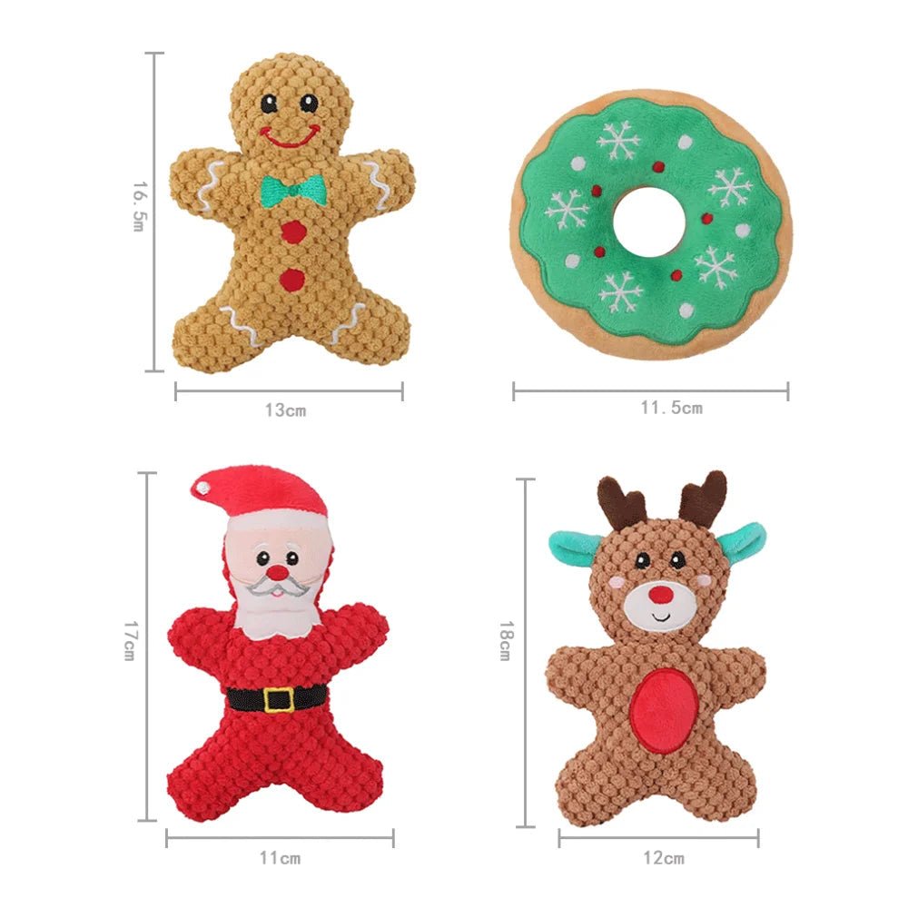 Christmas Plush Dog Toys – Santa, Reindeer, Gingerbread &amp; Donut – photo 4