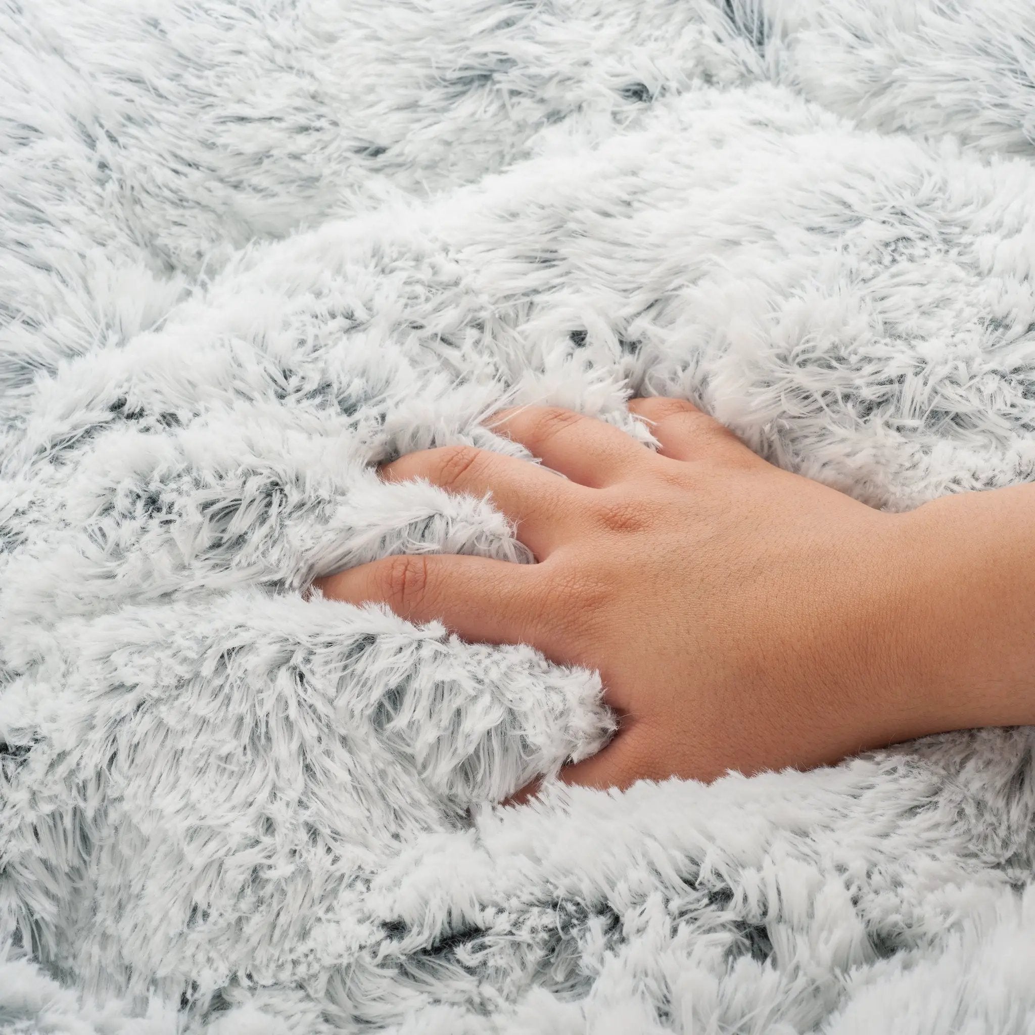 Mr. Peanut's OrthoPlush Pet Bed in Snowflake White Two-Tone with fluffy plush fabric.