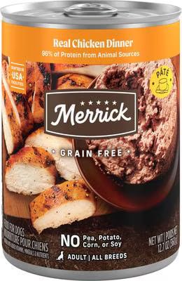 Merrick Real Chicken Dinner wet dog food can front