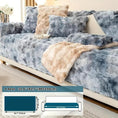 Load image into Gallery viewer, Luxurious Gradient Velvet Sofa Cover by topspet on a blue-gray 4-seat sofa with plush cushions.
