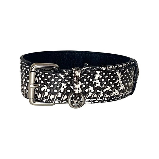 Black and White Classic Snake Collar by Allysa Payne Beverly Hills with silver buckle