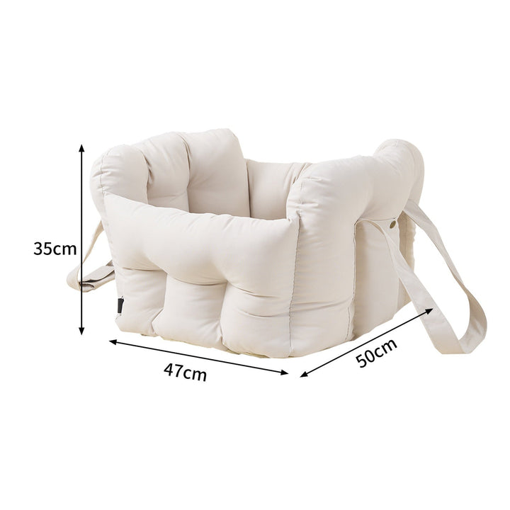 Cream-colored White pet seat bed dimension image
