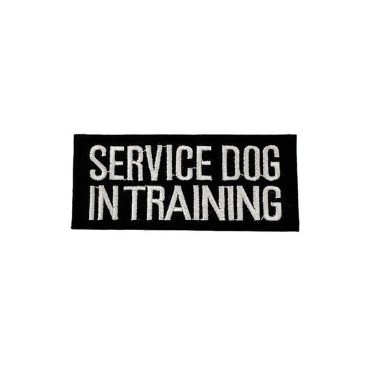 Service Dog In Training Morale Patch With Velcro Hook Backing Ideal For Vest And Uniform Gear Black Nylon Design by kiloninerpets