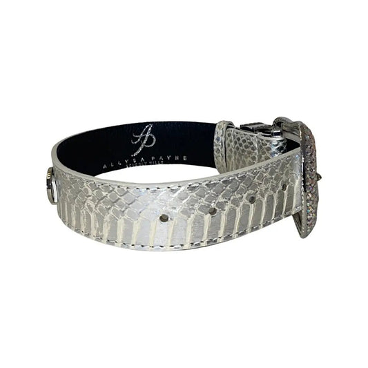 Stunning silver snake-skin hardware collar with Swarovski crystals, Allysa Payne Beverly Hills