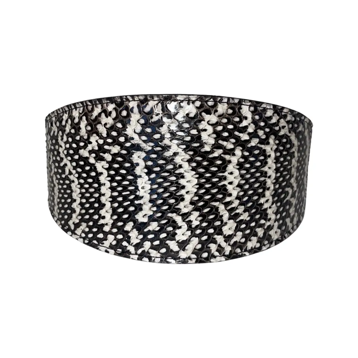 Snake collar, 3-inch wide, black and white, by Allysa Payne Beverly Hills