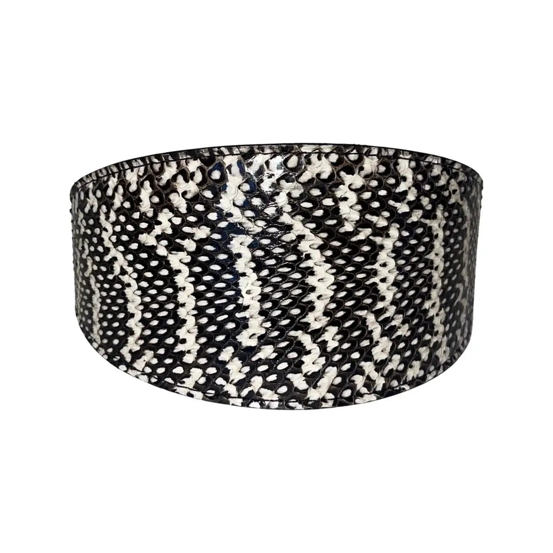 Elegant Snake Collar 3 In Silver Hardware Black White by Allysa Payne Beverly Hills