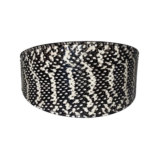 Snake collar in black and white, 3-inch wide, Allysa Payne Beverly Hills