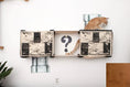 Load image into Gallery viewer, Super Mario Cat Tree cat condo by Catastrophic Creations; orange tabby cat on right atop two checkerboard boxes.
