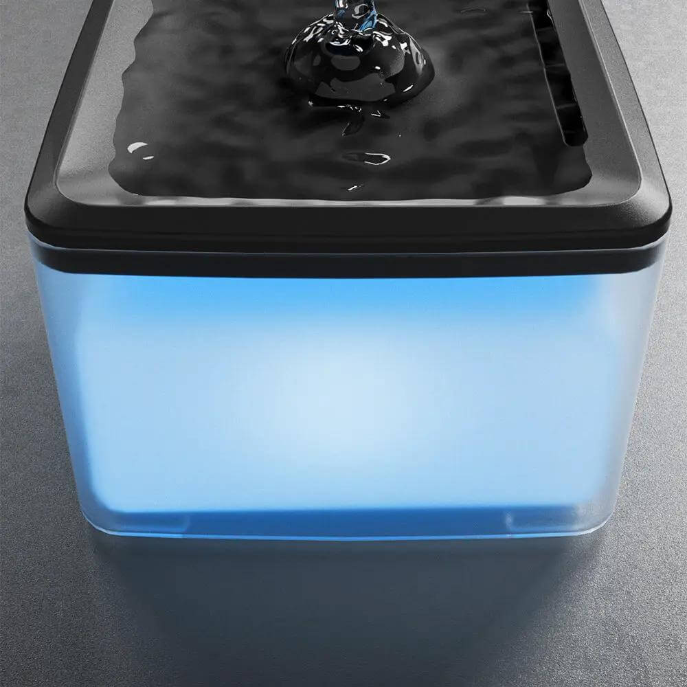 Pet drinking fountain, blue translucent body with black lid, 3800ml large capacity, USB powered for cats and dogs