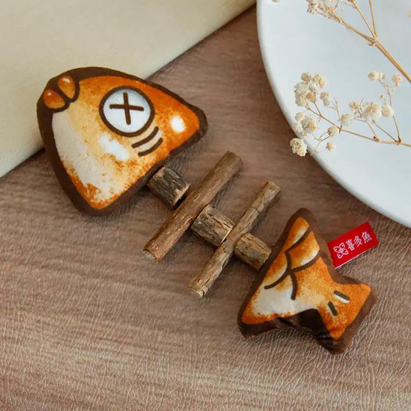 Grilled Fish Bone Wood And Plush Cat Toy Realistic Interactive by Sell My Stuff