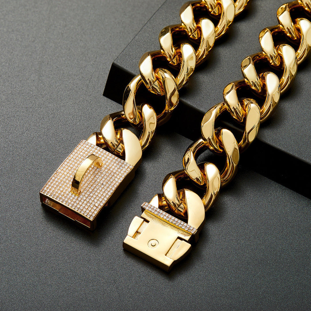 Open clasp and wide links on dark background