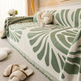 Load image into Gallery viewer, Versatile chenille sofa cover by topspet in green leaf pattern, draped over a sofa, pet-friendly.
