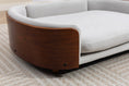 Load image into Gallery viewer, Scandinavian Style Elevated Dog Bed by Home Furnishers with solid wood legs and gray upholstery
