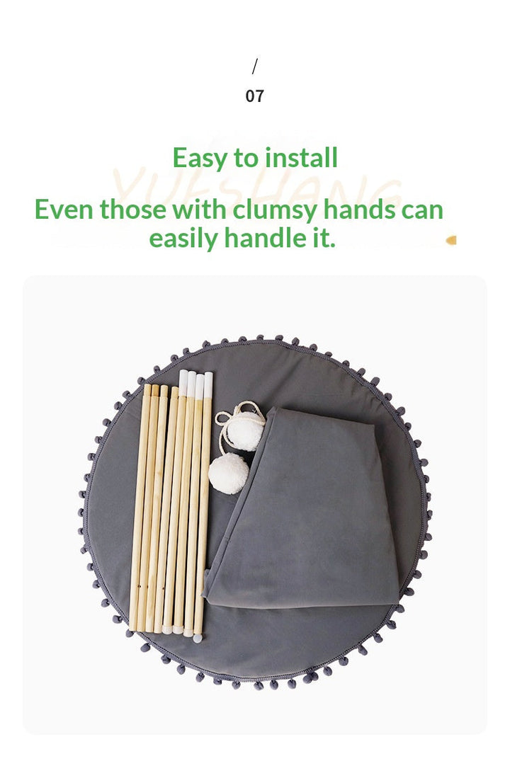 Tent fabric mat and disassembled support poles