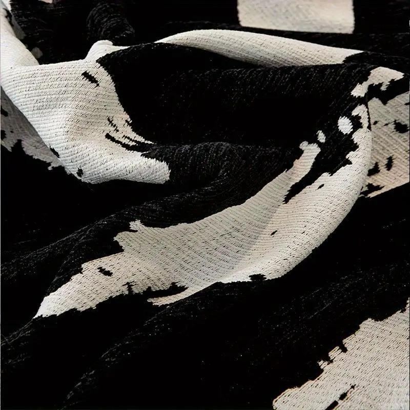 Boho Couch Cover by topspet in black and ivory chenille fabric; ultra-soft all-season cushion cover.