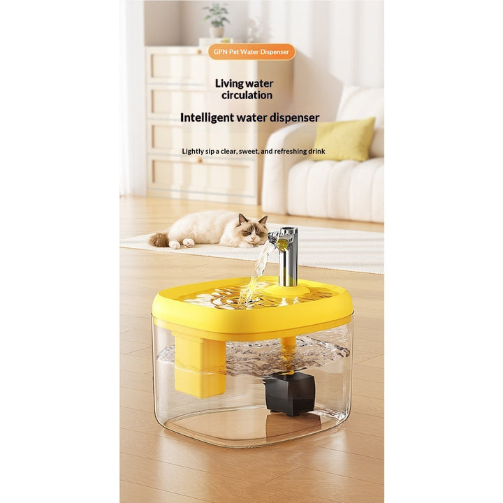 Yellow-trim fountain in a room setting