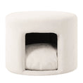 Charger l'image dans la visionneuse de la galerie, Beige pet-friendly ottoman with removable pet cushion and hidden pet nook
