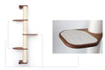 Charger l'image dans la visionneuse de la galerie, Wall mounted cat climbing pole with beige sisal wrap and brown wood platforms
