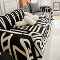 Load image into Gallery viewer, Couch cover in black and white bohemian chenille, extra-long, anti-dog-scratch.
