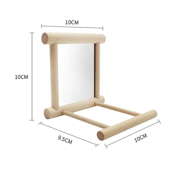 Elegant Premium Natural Solid Wood Bird Stand Featuring Double Sided Mirror Reflection For Parrots by Sell My Stuff