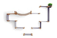 Charger l'image dans la visionneuse de la galerie, The Temple giant cat tree on wall by Catastrophic Creations; purple panels with wooden connectors and rope bridge.

