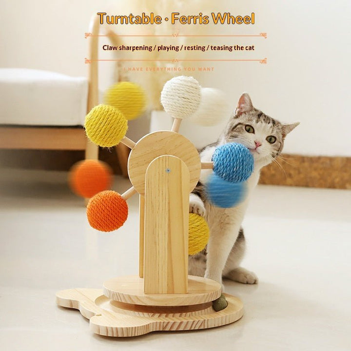 Rotating rope-ball turntable with cat