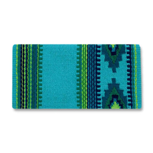 Mayatex Firecracker Collection Saddle Blanket New Zealand Wool 36 By 34 Turquoise Green Aztec Design by Mayatex