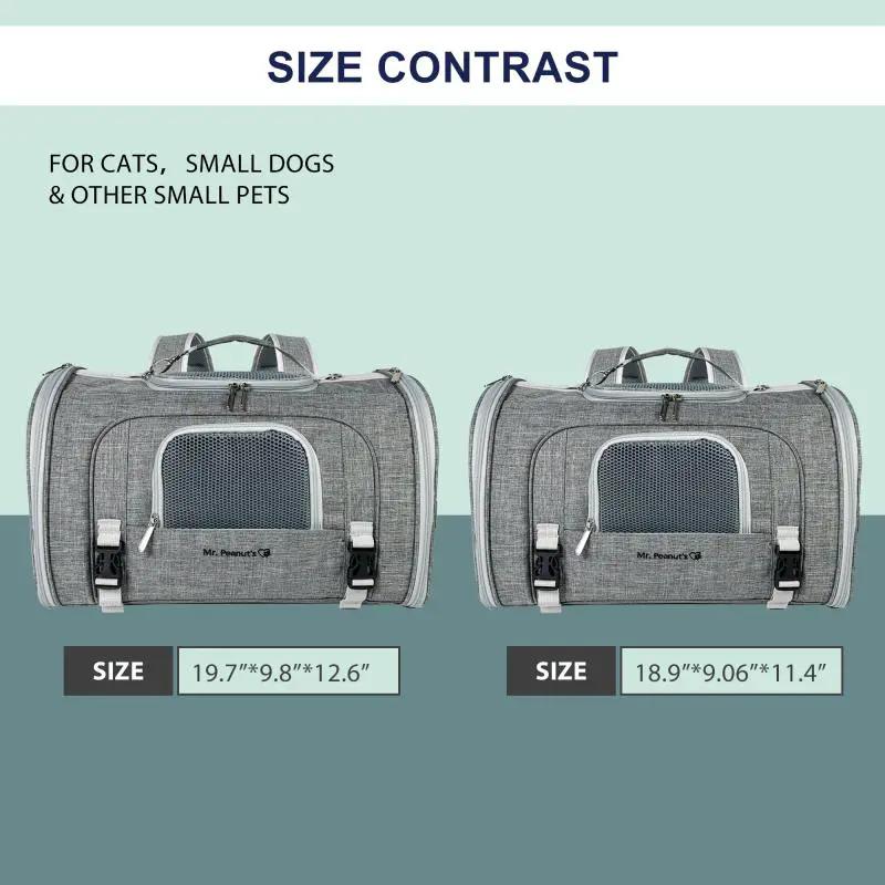 Mr. Peanut's Monterey Series airline-compliant horizontal backpack pet carrier, gray fabric (2-pack)