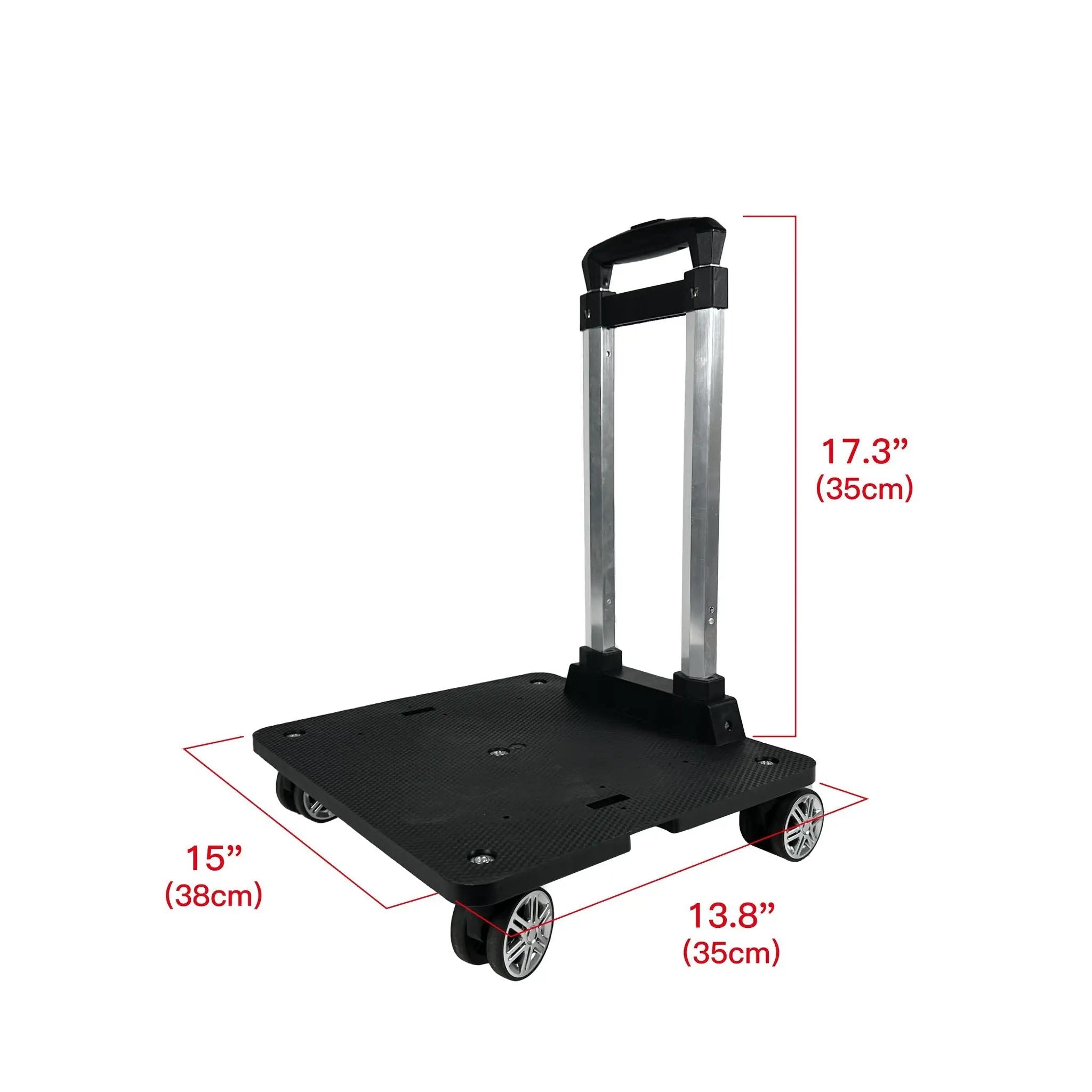 Mr. Peanut's Pet Carrier Luggage Cart with metal frame, black platform and four wheels