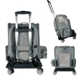 Load image into Gallery viewer, Mr. Peanut's Pet Carrier/Luggage Bag Spinner Wheelbase Luggage Cart in gray fabric with mesh panels and rolling wheels
