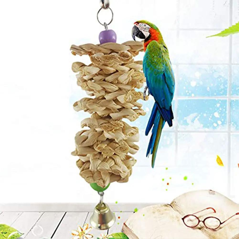 Premium Natural Grass Bird Parrot Toy With Bell For Chewing Resistance Hanging Cage Play Activity Gift by Sell My Stuff