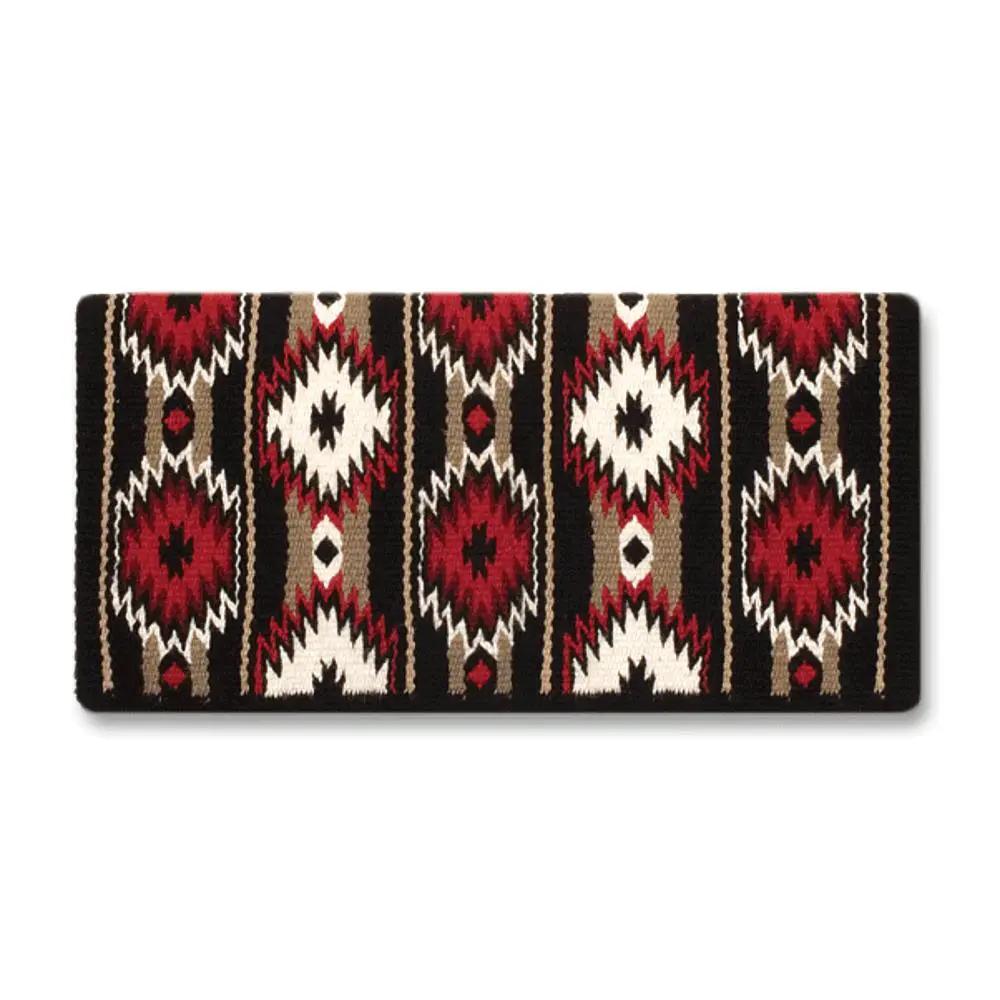 Mayatex New Zealand Wool Saddle Blanket Red Tan Cream 38x34 Navajo by Mayatex