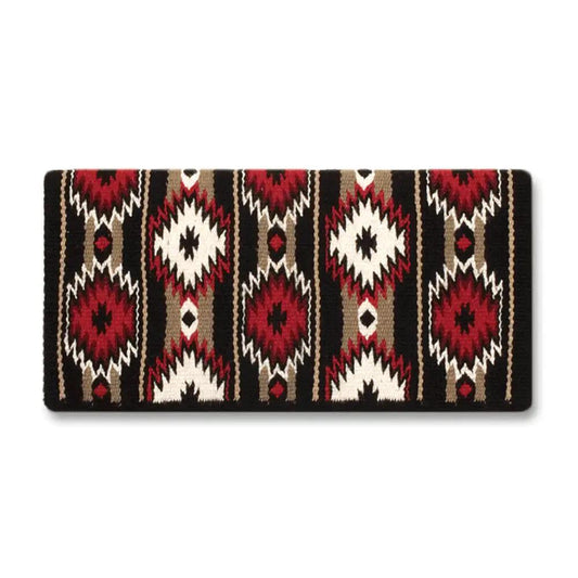 Mayatex New Zealand Wool Saddle Blanket Red Tan Cream 38x34 Navajo by Mayatex