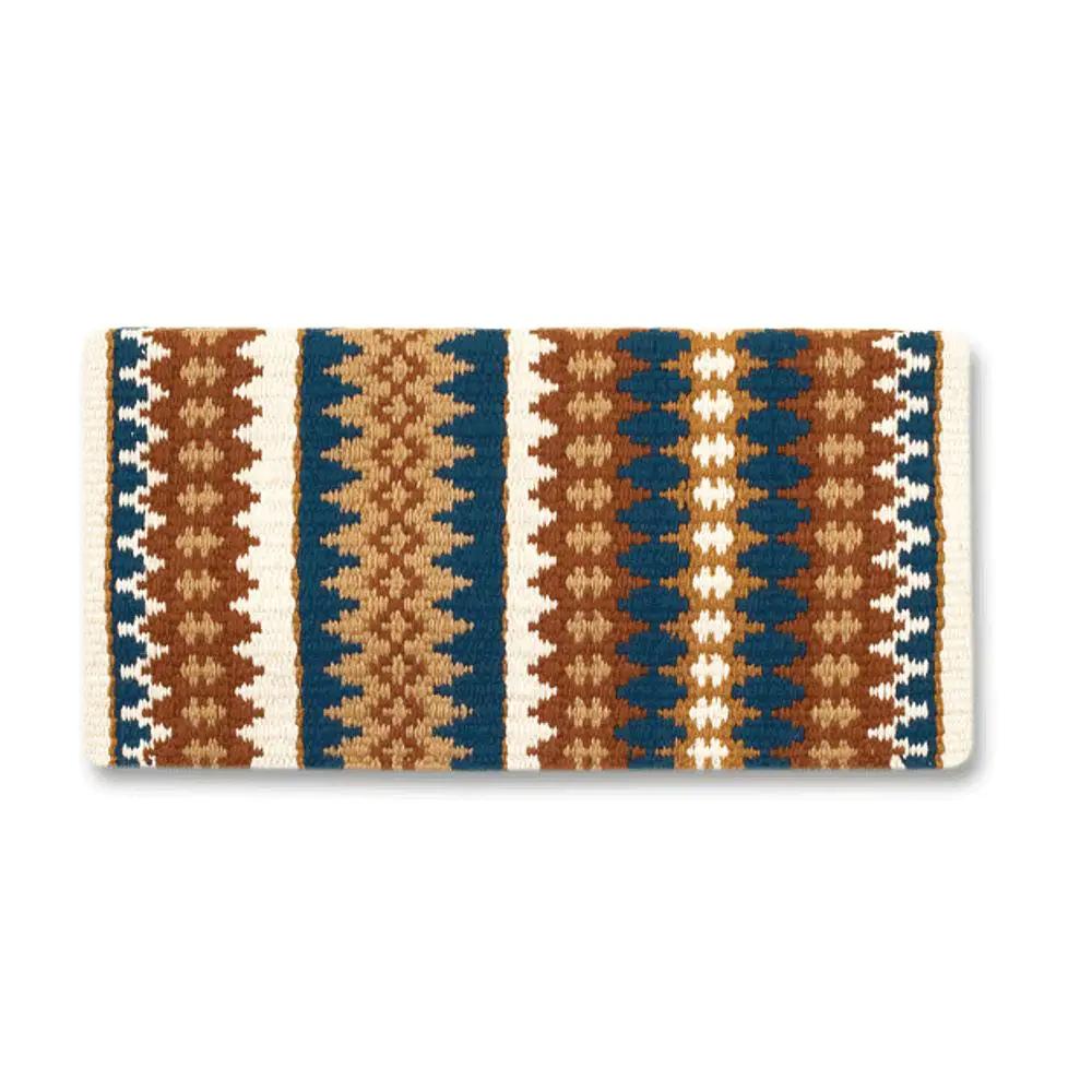 Mayatex Nova Saddle Blanket 38x34 Teal Tan Cream New Zealand Wool by Mayatex