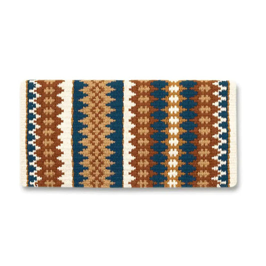 Mayatex Nova Saddle Blanket 38x34 Teal Tan Cream New Zealand Wool by Mayatex