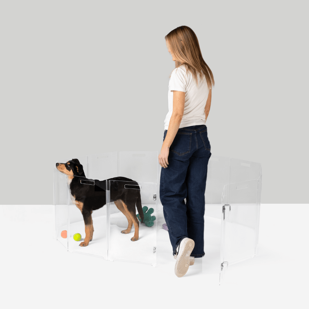 Hiddin Clear Acrylic Round Pet Playpen with Door