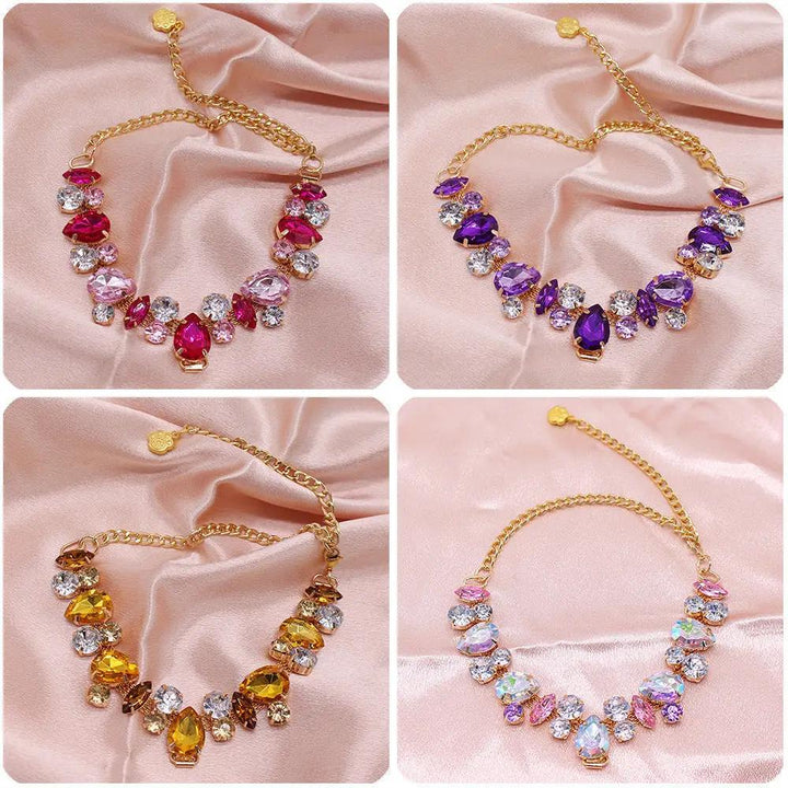 Cat And Dog Princess Style Gem Pearl Necklace With Animal Inspired Accents For Daily Elegant Wear by Pet Zen