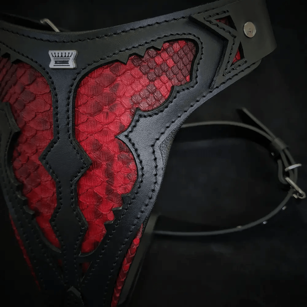 The ''Red Dragon'' harness - Pet Collars & Harnesses from Bestia Dog Gear
