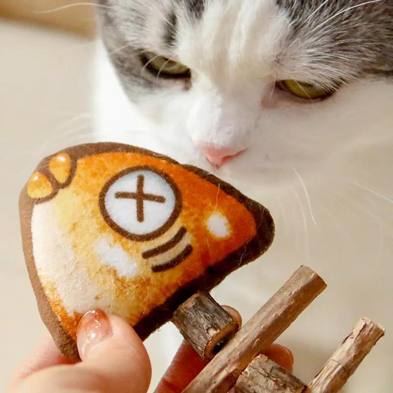 Grilled Fish Bone Wood And Plush Cat Toy Realistic Interactive by Sell My Stuff