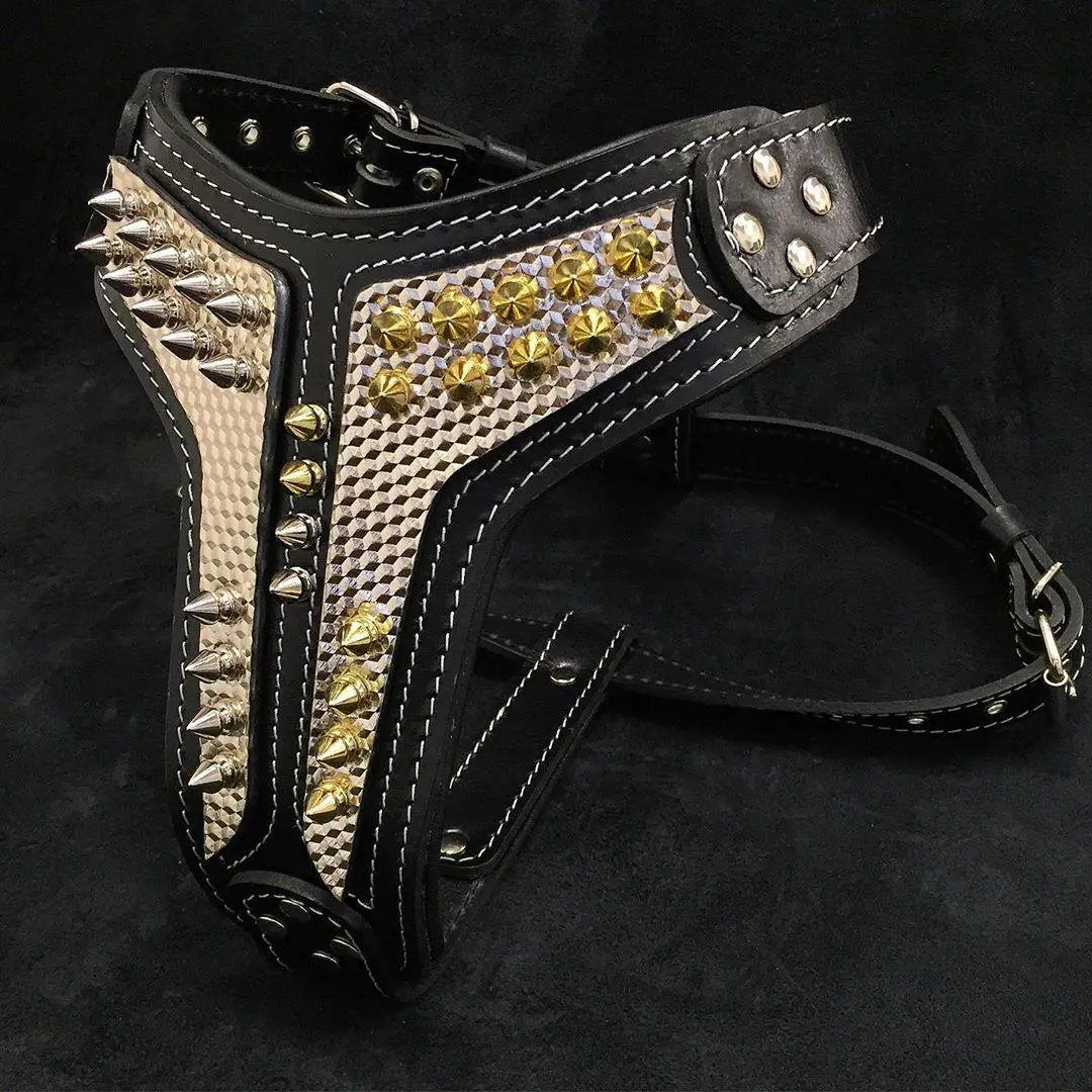 Bestia Dog Gear Platinum Harness 4 mm Genuine Leather For Powerful Medium To Giant Breed by Bestia Dog Gear