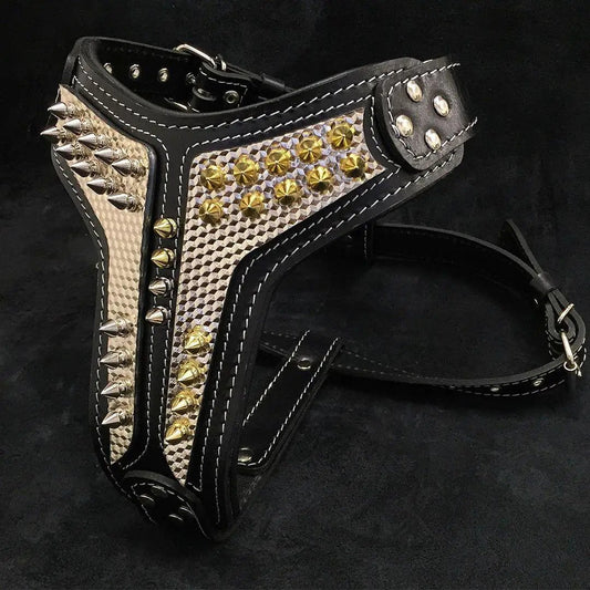 Bestia Dog Gear Platinum Harness 4 mm Genuine Leather For Powerful Medium To Giant Breed by Bestia Dog Gear