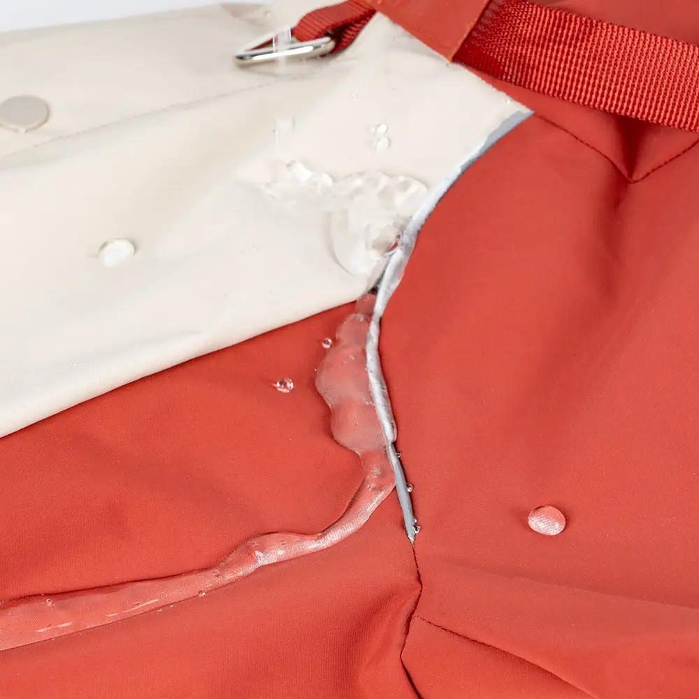 Spring Dog Rainproof Jacket by SOCKPET, red exterior with white lining for pets