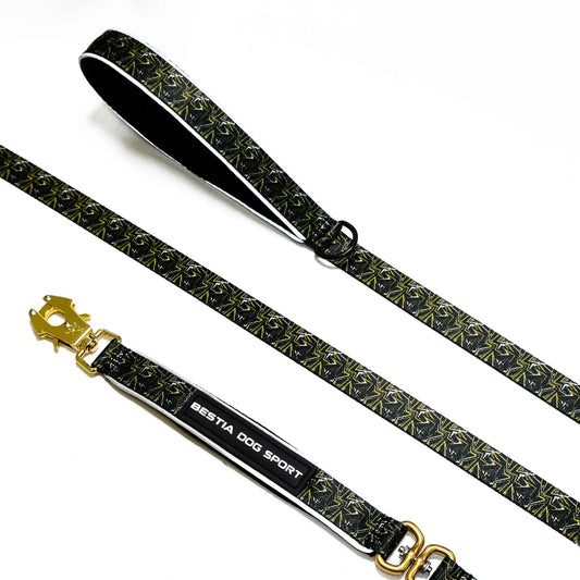 BESTIA DOG SPORT GripPro Leash Gold Print - Pet Leashes from Bestia Dog Sport