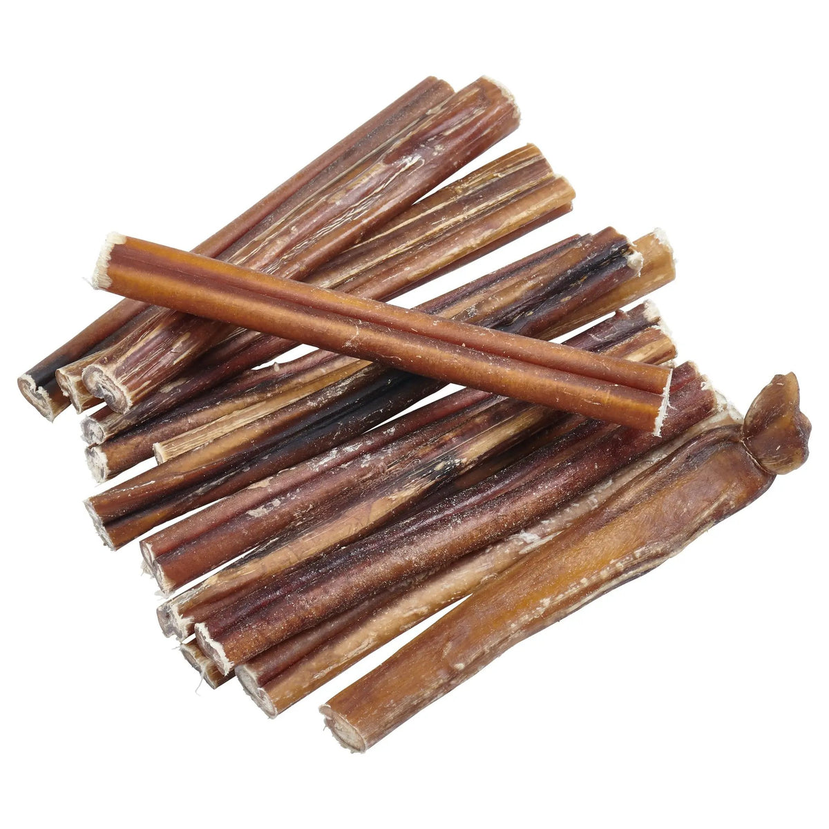Beef bully sticks for pets, Brazilian grass-fed, brown dried sticks set of several