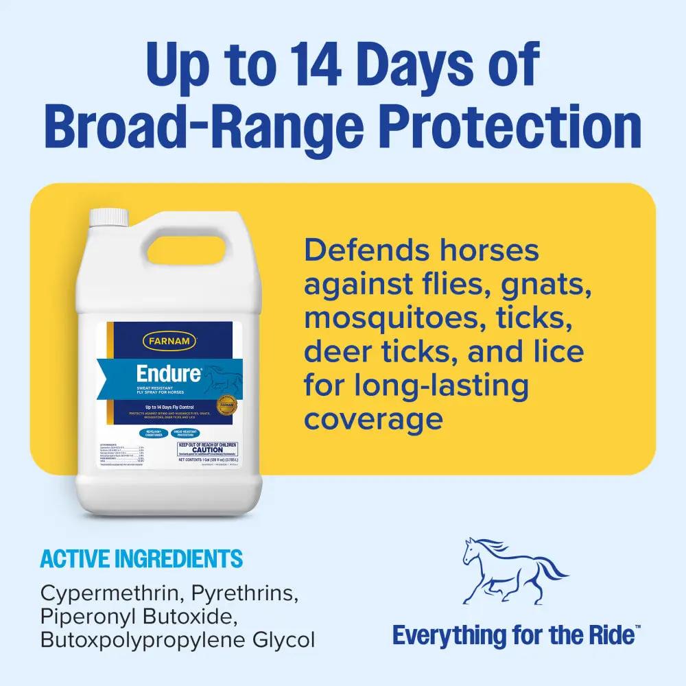 Farnam Endure Sweat-Resistant Fly Spray for Horses Water-Based 14-Day Protection Gallon by Paw and Tail Supply