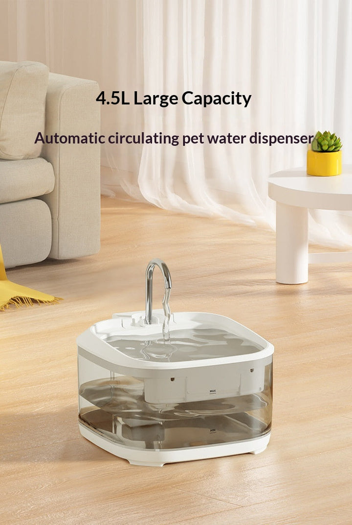 White fountain capacity graphic marked 4.5 L