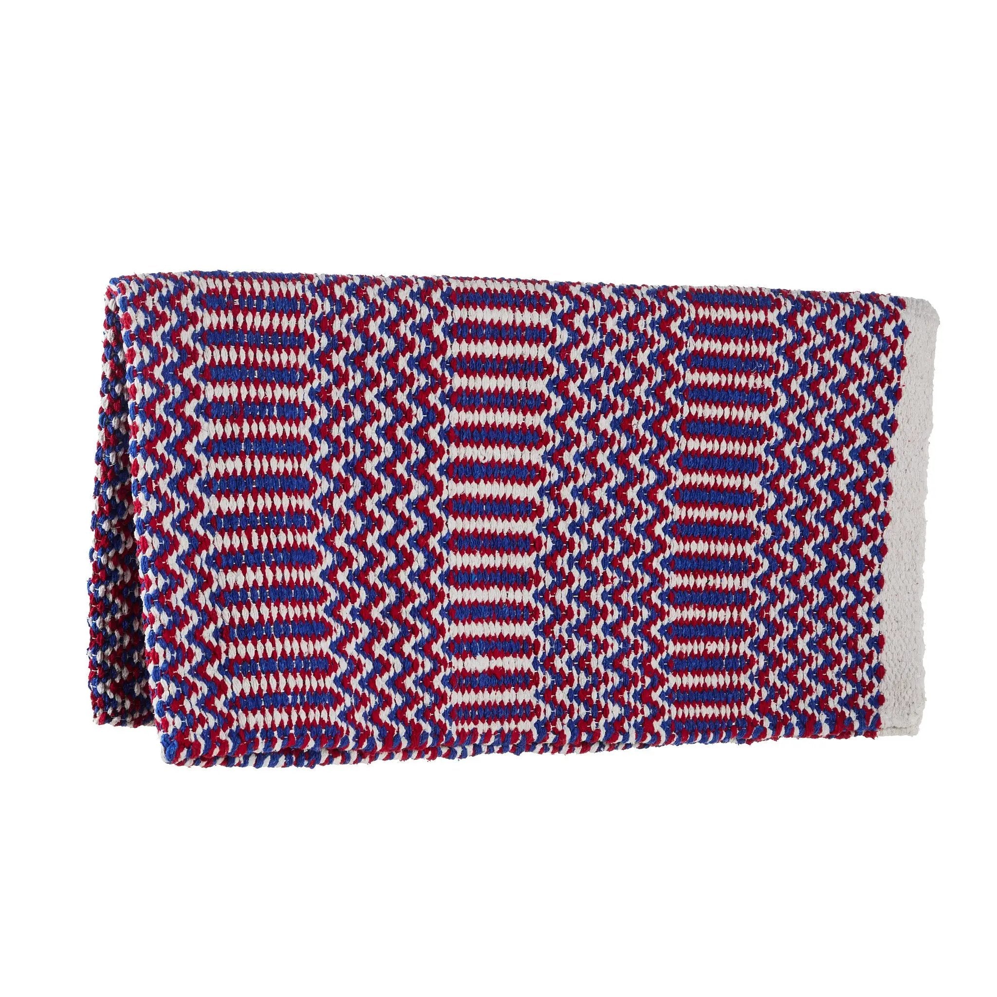 Mayatex Double Weave Saddle Blanket 32x64 Red Blue Cream Acrylic by Mayatex