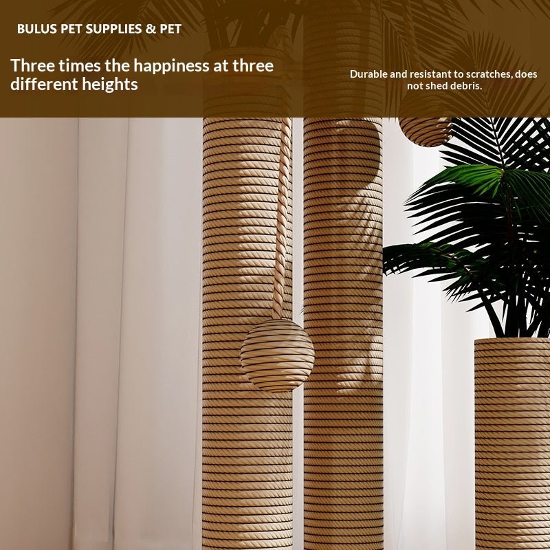 Rope-wrapped posts at three heights