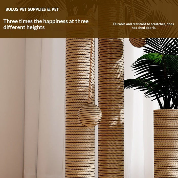 Rope-wrapped posts at three heights
