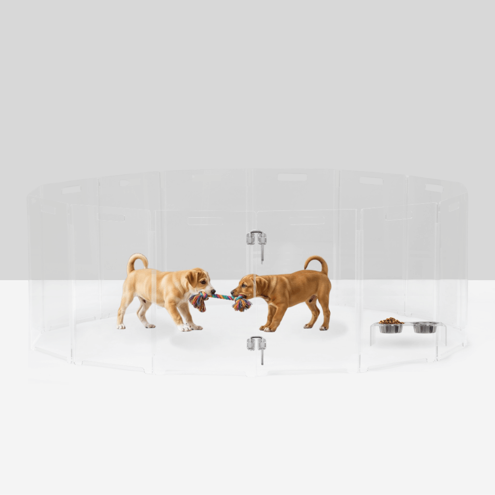 Hiddin Clear Acrylic Round Pet Playpen with Door